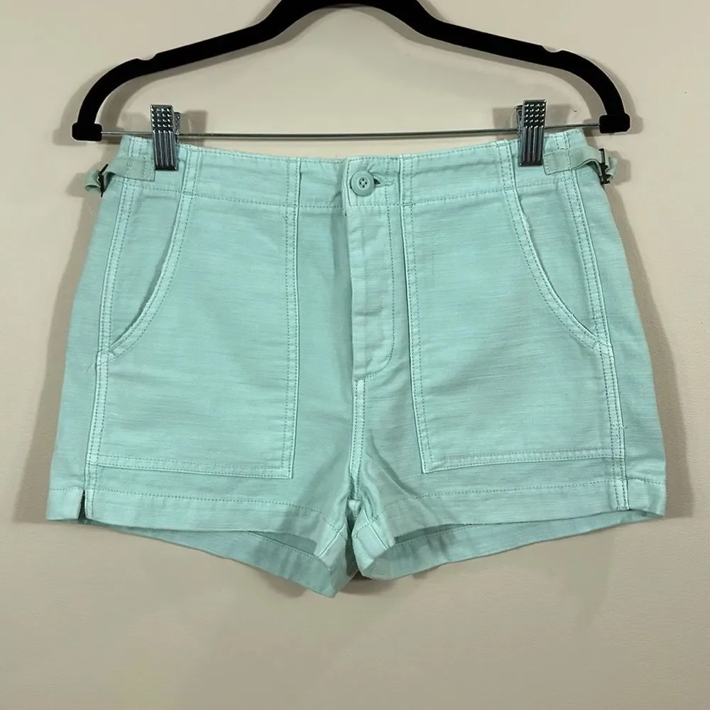 American Eagle High-Waisted Utility Khaki Short Aqua Blue Green Women Size 2
